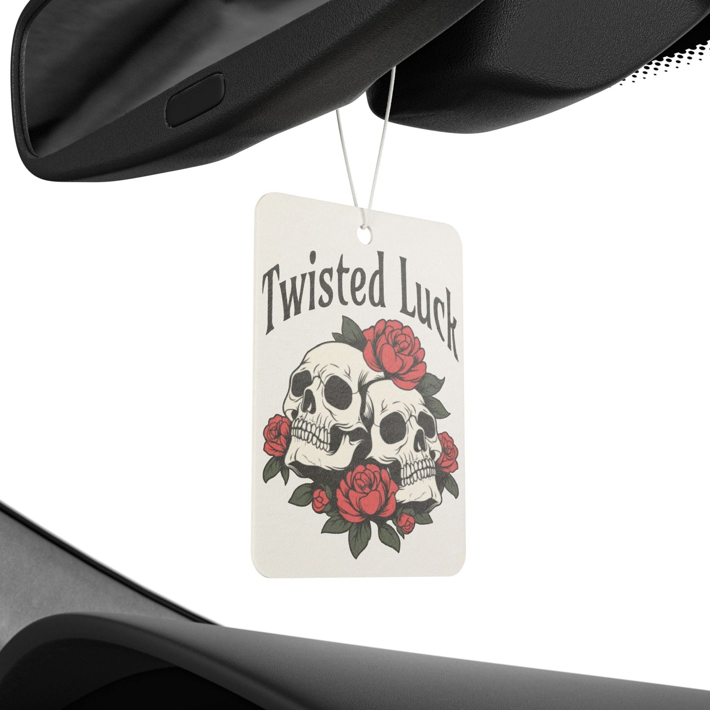 Twisted Luck Car Air Freshener - Skull & Rose Design