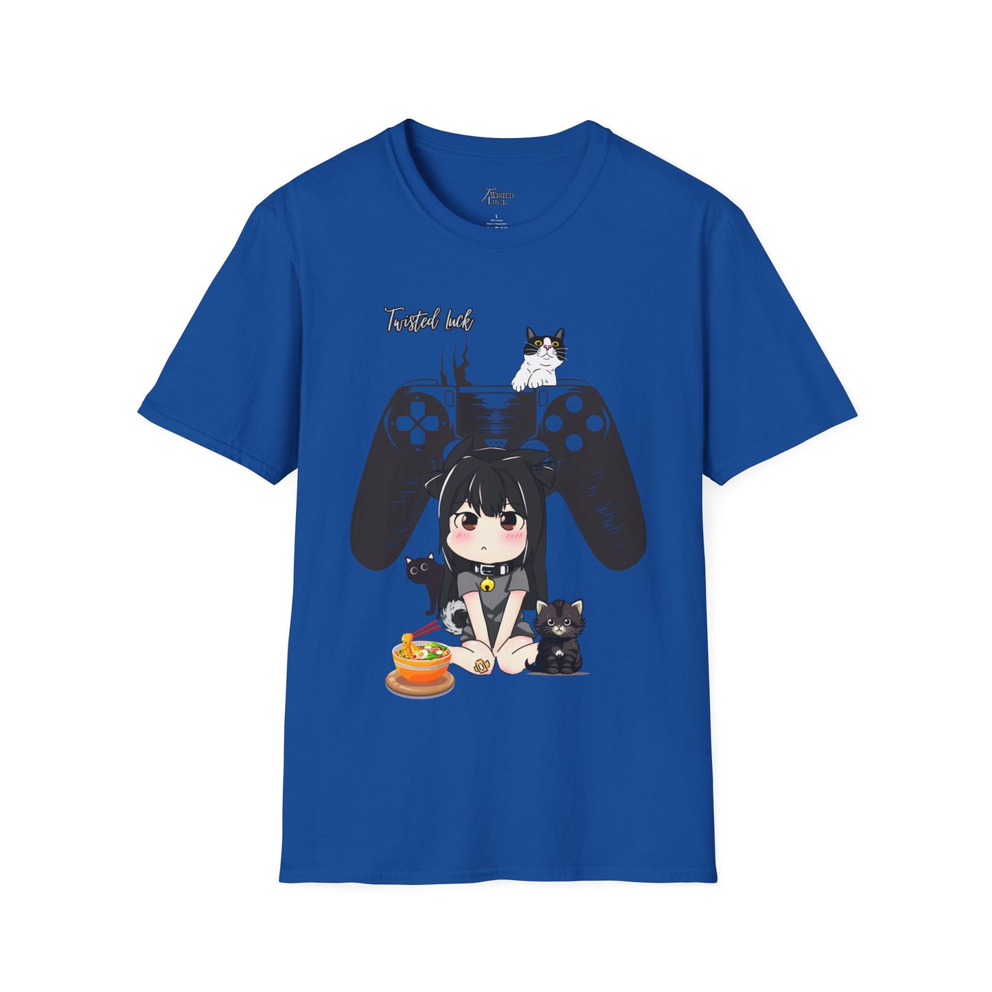 Adorable Gamer Tee: Cat & Console Design
