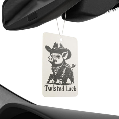Twisted Luck Car Air Freshener, Cute pig cowboy